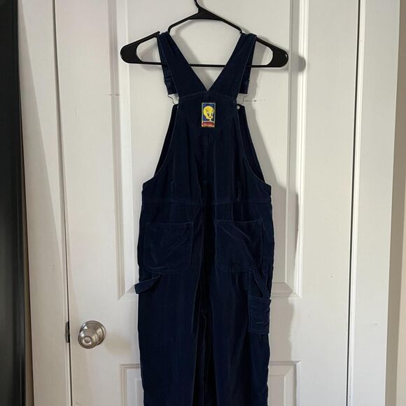 Vintage 90s/early 2000s Navy Blue Tweety Bird Overalls Looney Tunes Adult XS - Picture 3 of 8